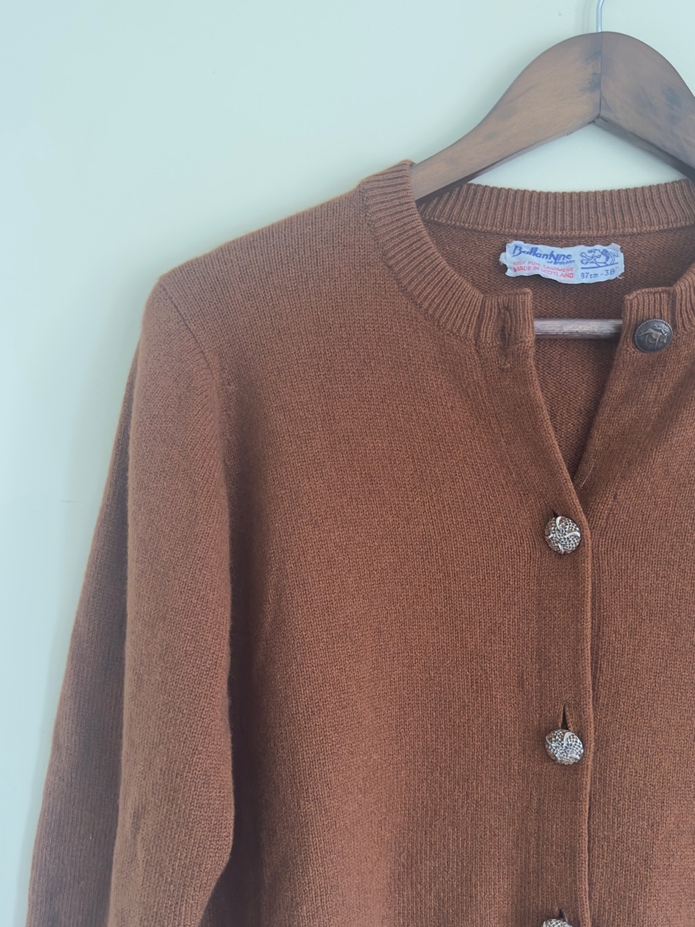 Ballantyne 100% Cashmere Vintage Chocolate Brown Cardigan